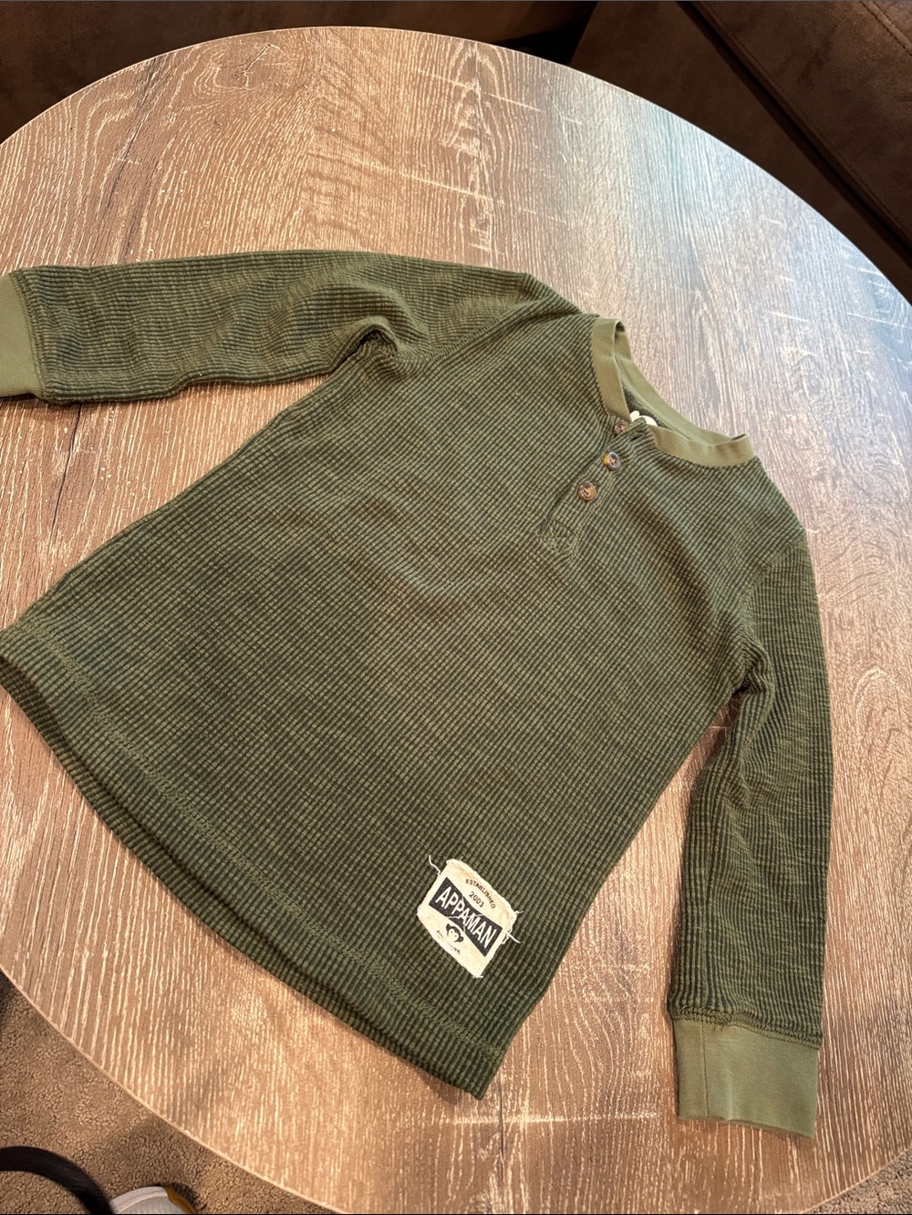 Appaman Olive Ribbed Long-Sleeve Henley Tee